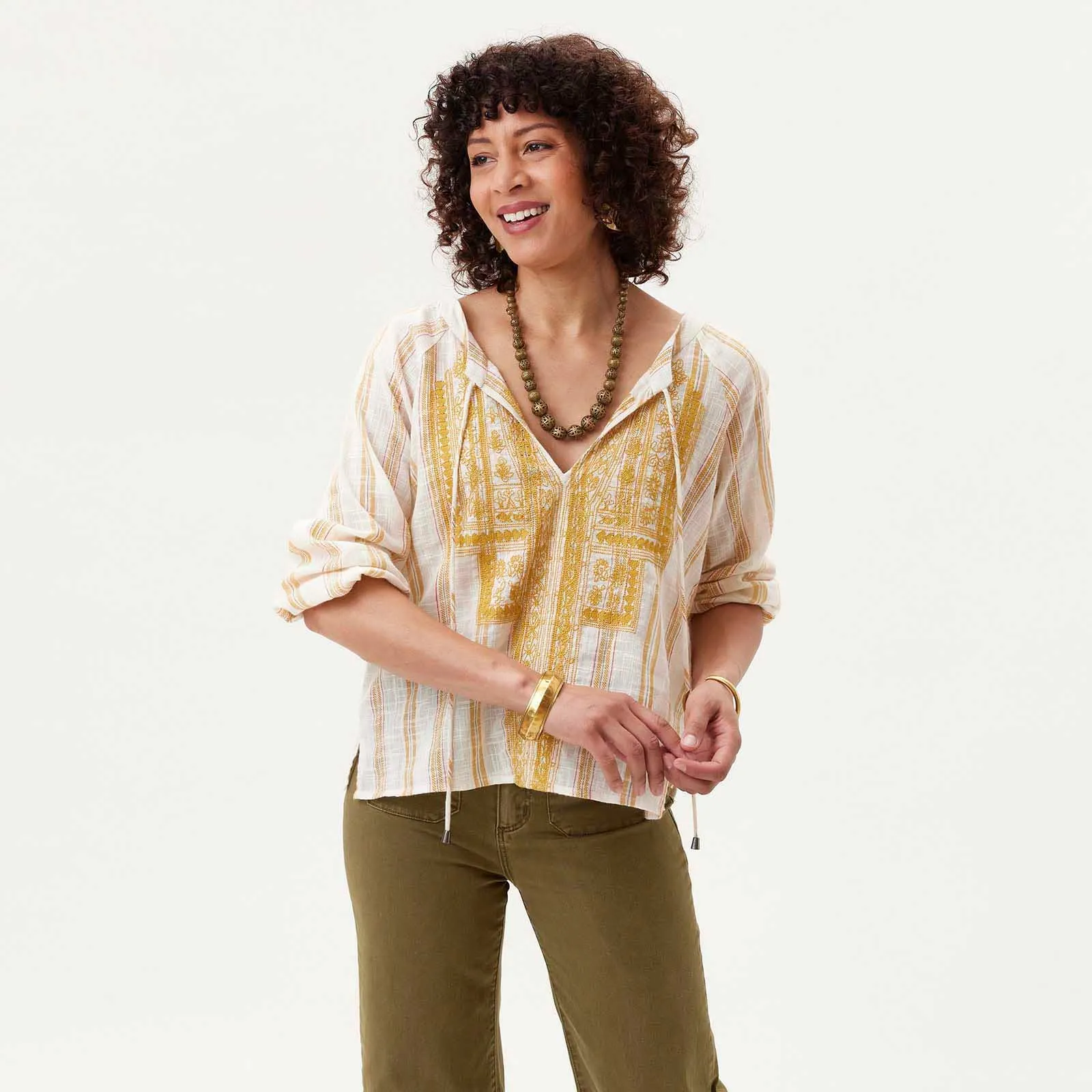 Honey Stripe Embroidered Tunic