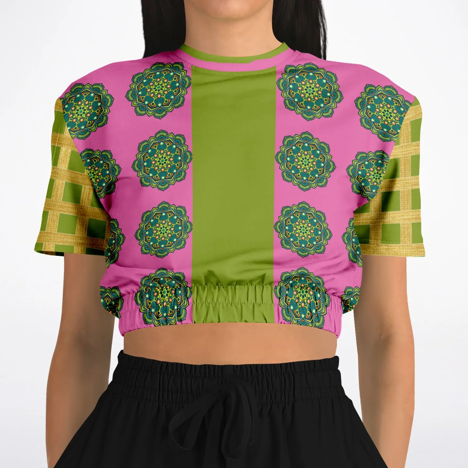 Jambalaya Short Sleeve Cropped Eco-Poly Sweater