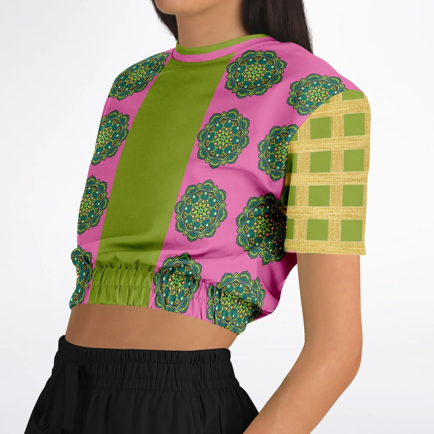 Jambalaya Short Sleeve Cropped Eco-Poly Sweater