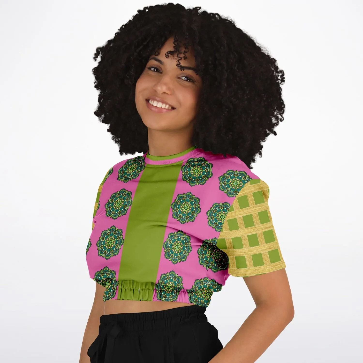 Jambalaya Short Sleeve Cropped Eco-Poly Sweater