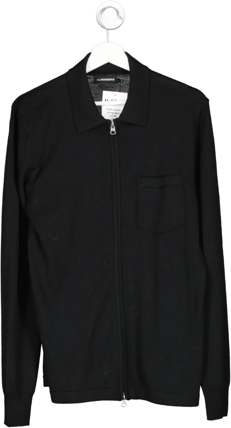 J.Lindenberg Black Nyle Merino Zip Cardigan UK M