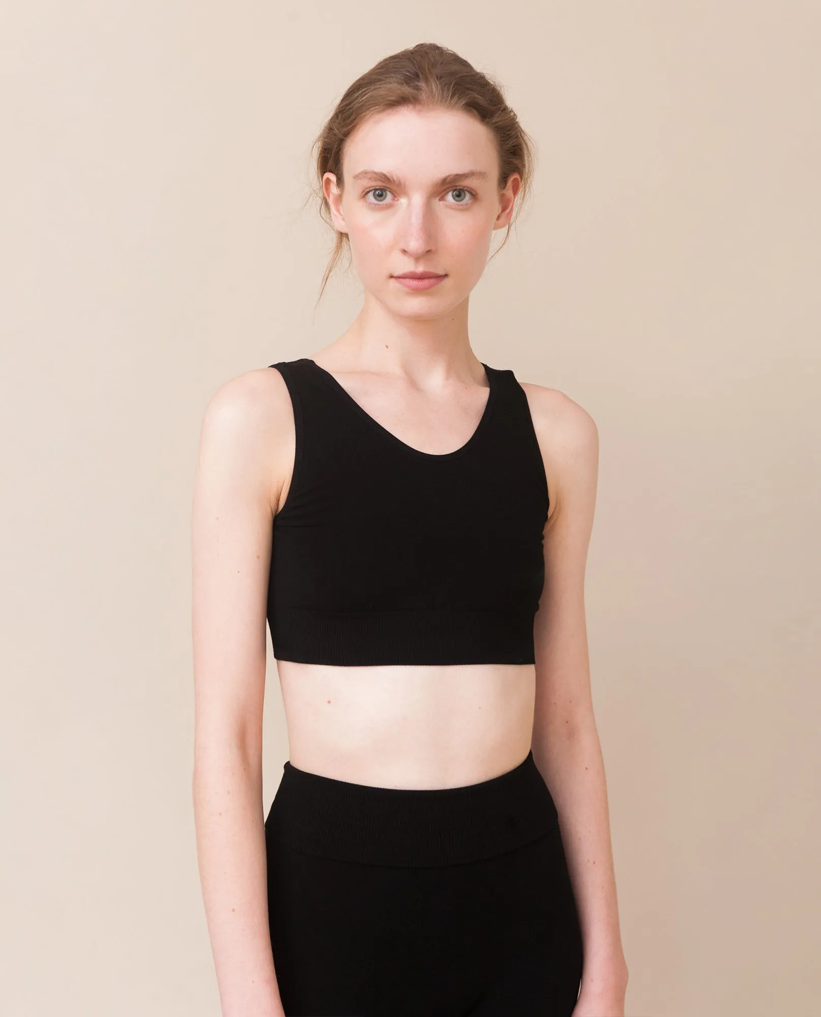 JO Bamboo Cropped Vest Top In Black