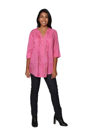 La Cera Pink Paisley Cotton Tunic