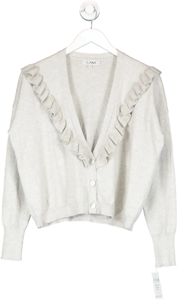 LAM Grey Victoria Cardigan Cotton Cashmere Blend UK S/M