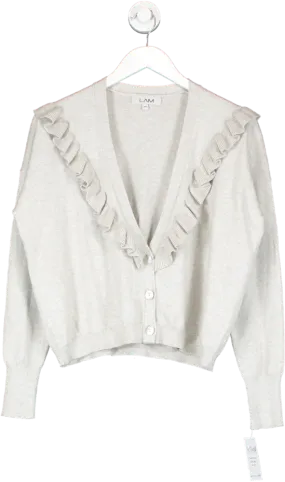 LAM Grey Victoria Cardigan Cotton Cashmere Blend UK S/M