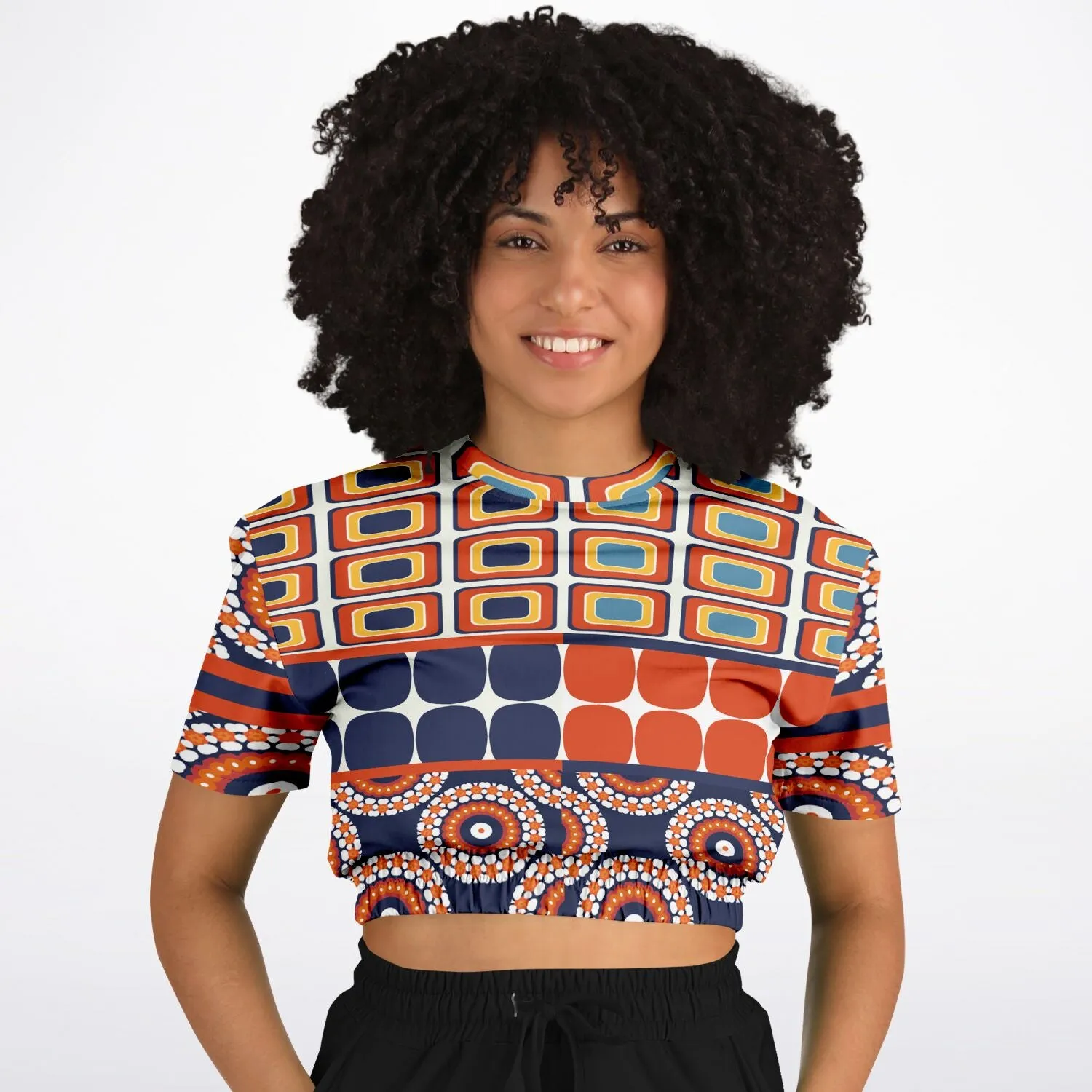 Le Cadeau Short Sleeve Cropped Eco-Poly Sweater