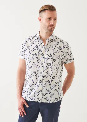 LEAF PRINT COTTON SHORT SLEEVE SHIRT