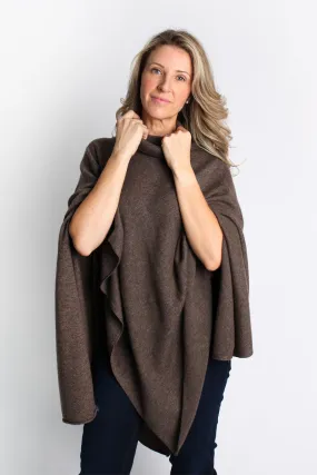 Lemonwood Cashmere Turtleneck Poncho | Black   Brown