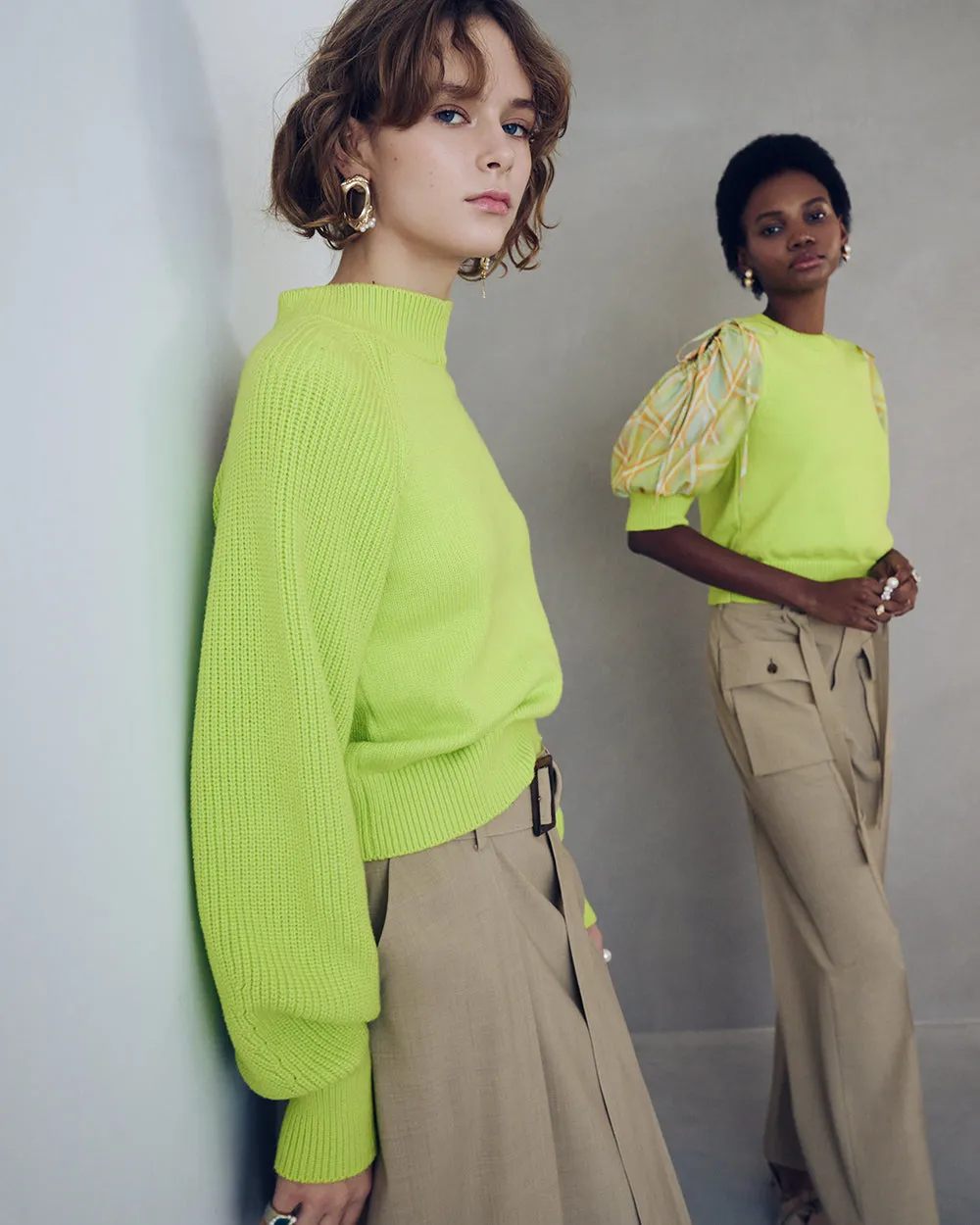 Lime Green Void Turtleneck Top