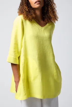 Linen Pocket Detail Tunic - Canary