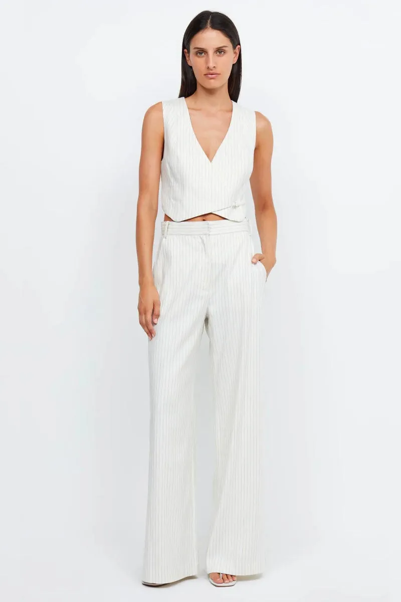 LOU PINSTRIPE VEST-IVORY PINSTRIPE