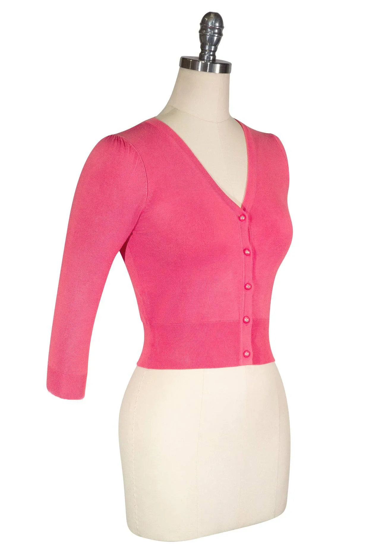 Madame Coco V Neck Cardigan (Coral Pink)