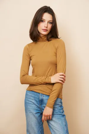 Majestic Soft Touch Long Sleeve Turtleneck in Chamois