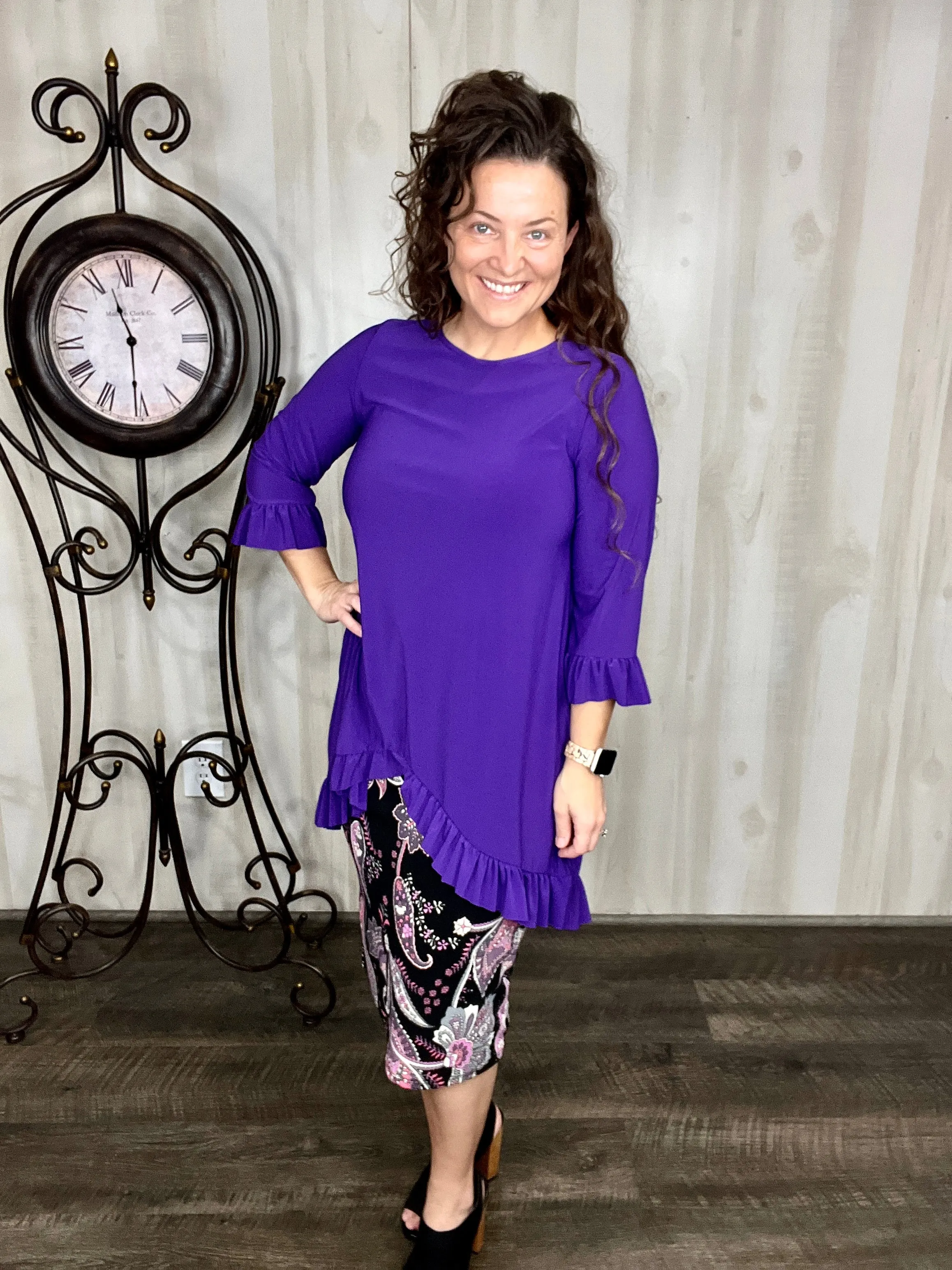 Maria Ruffle Tunic-Purple