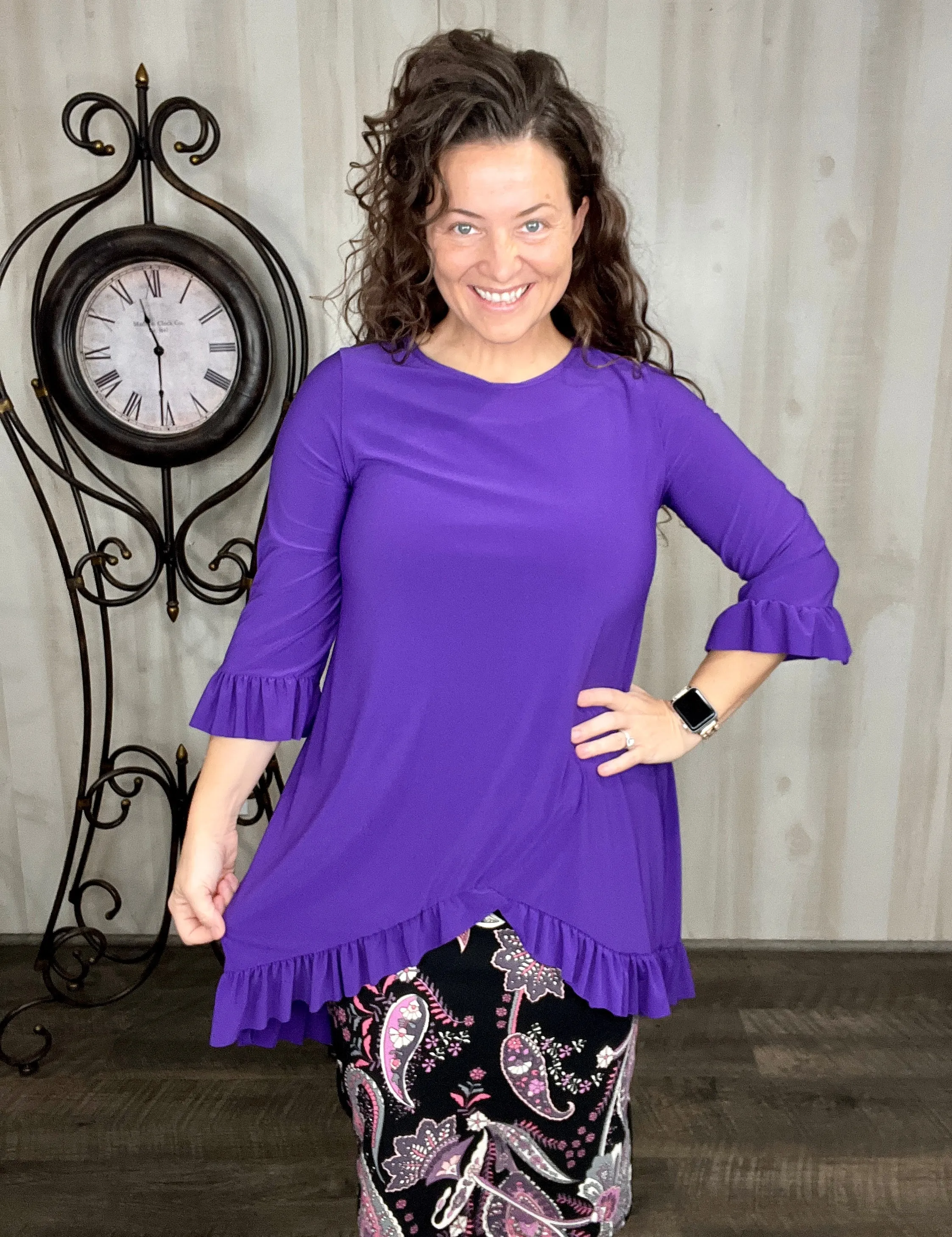 Maria Ruffle Tunic-Purple