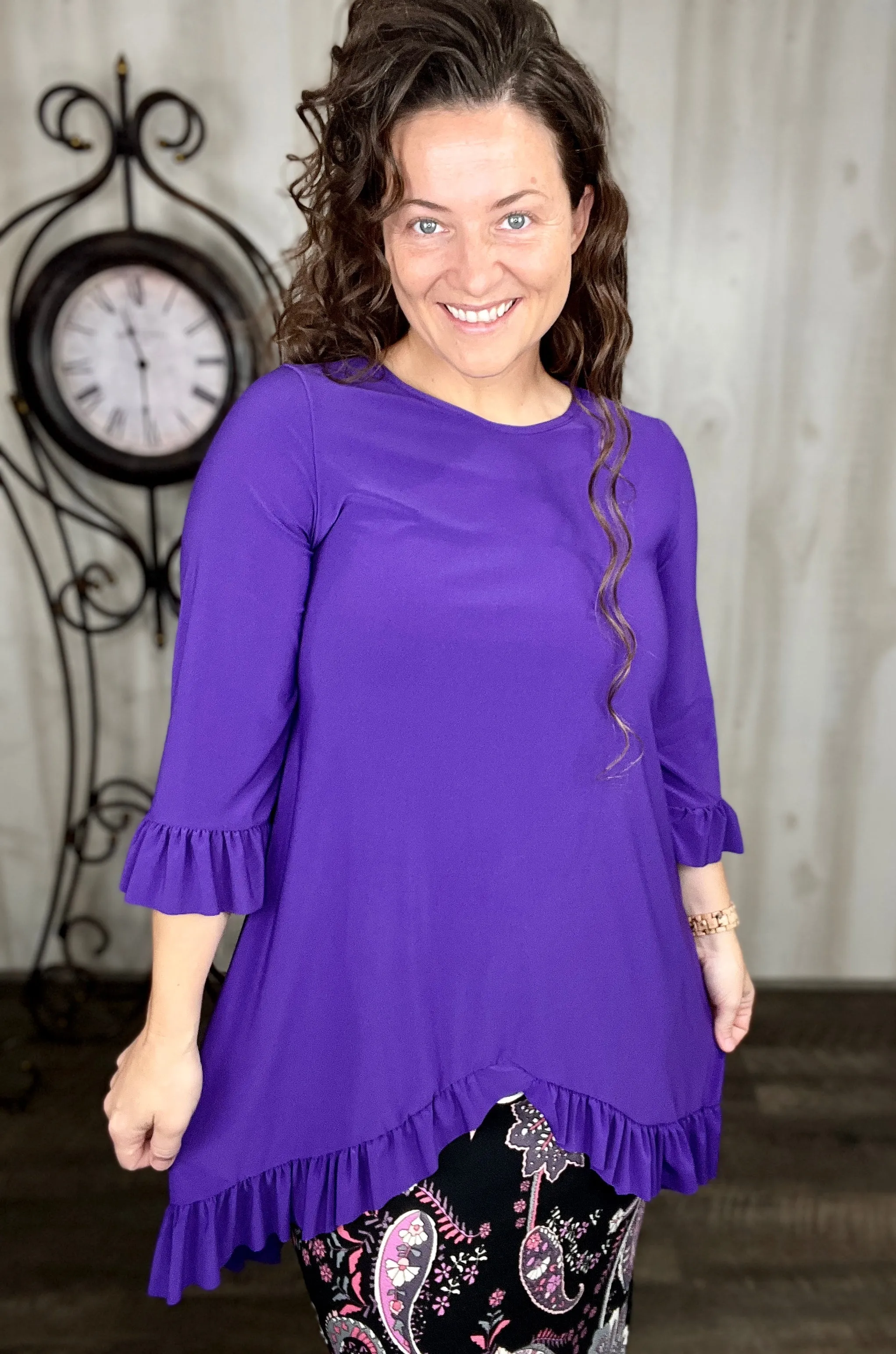 Maria Ruffle Tunic-Purple