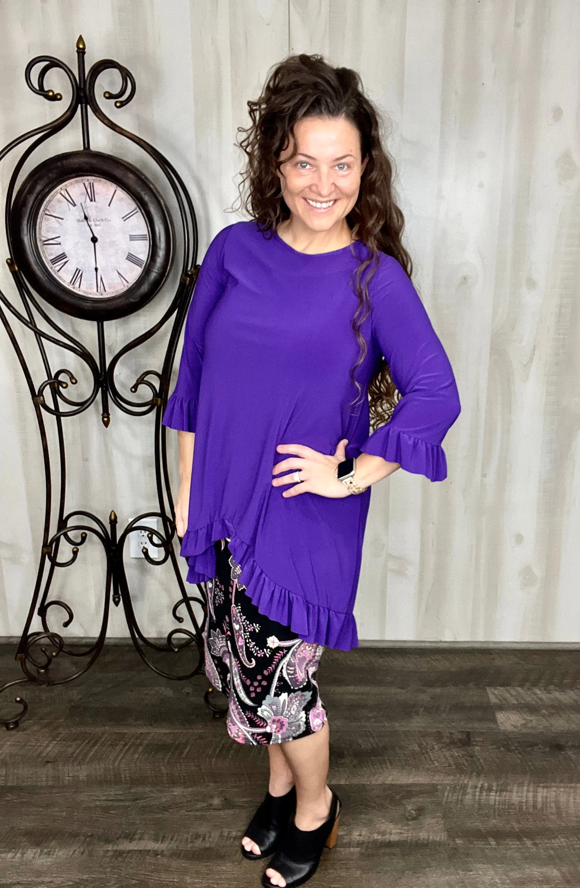 Maria Ruffle Tunic-Purple