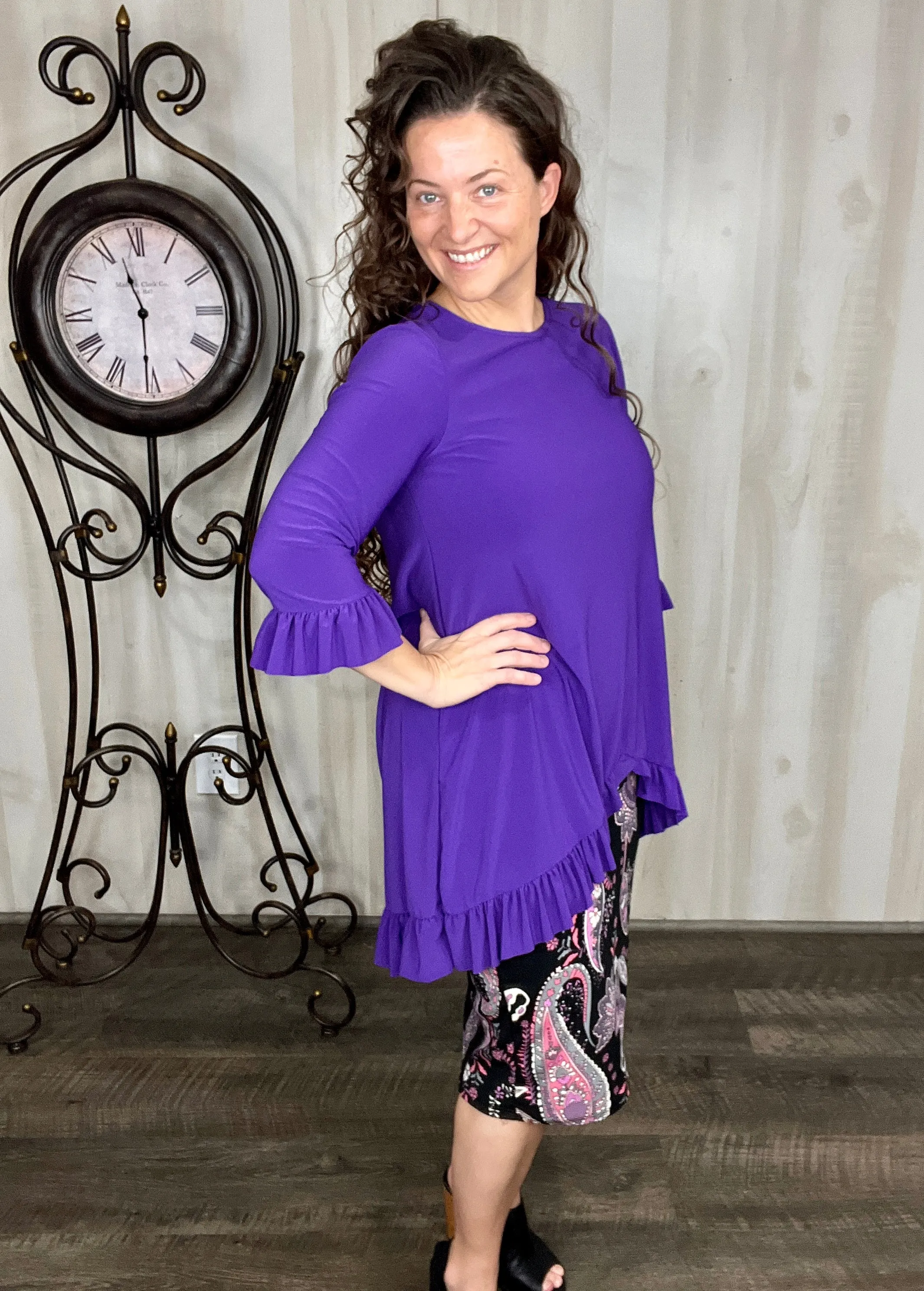 Maria Ruffle Tunic-Purple