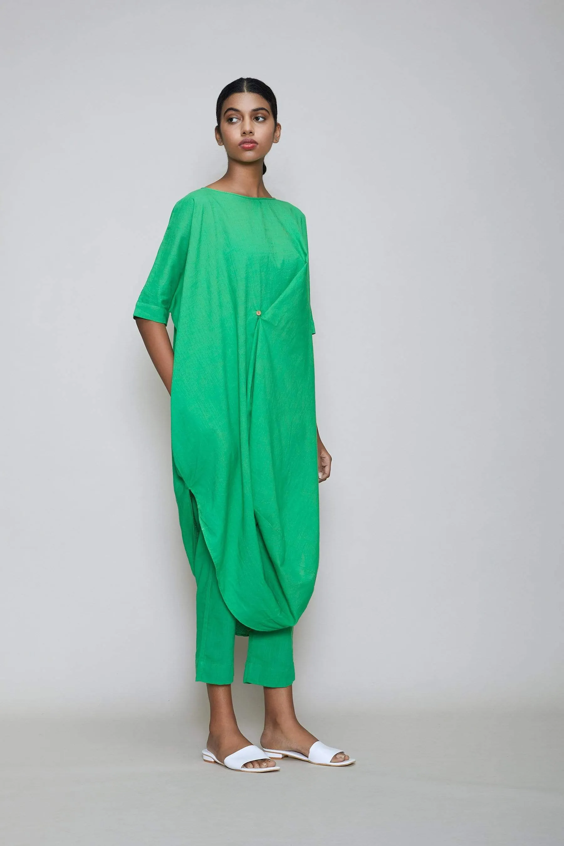 Mati Cowl Button Tunic - Green