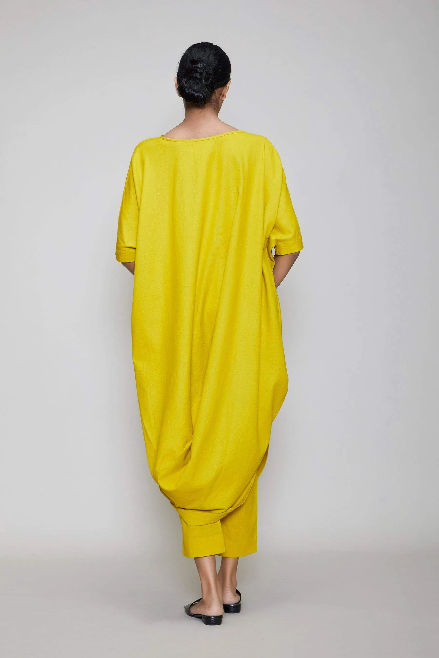 Mati Cowl Button Tunic - Yellow