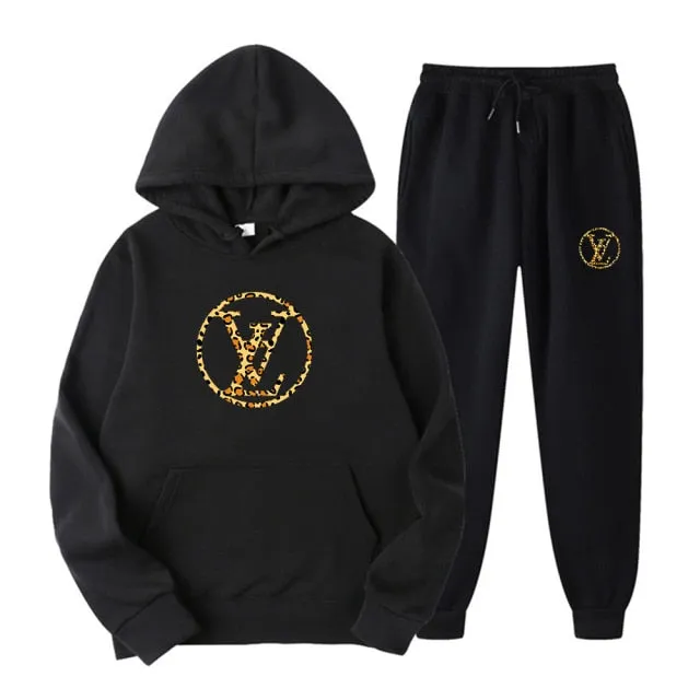 Men Women Tracksuits Set Printed Hoodies   Pants  Pullover Casual Fleece Sweatshirt Streetwear Brand Clothing Sweater Pullover