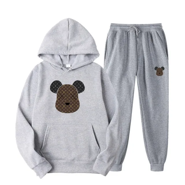 Men Women Tracksuits Set Printed Hoodies   Pants  Pullover Casual Fleece Sweatshirt Streetwear Brand Clothing Sweater Pullover