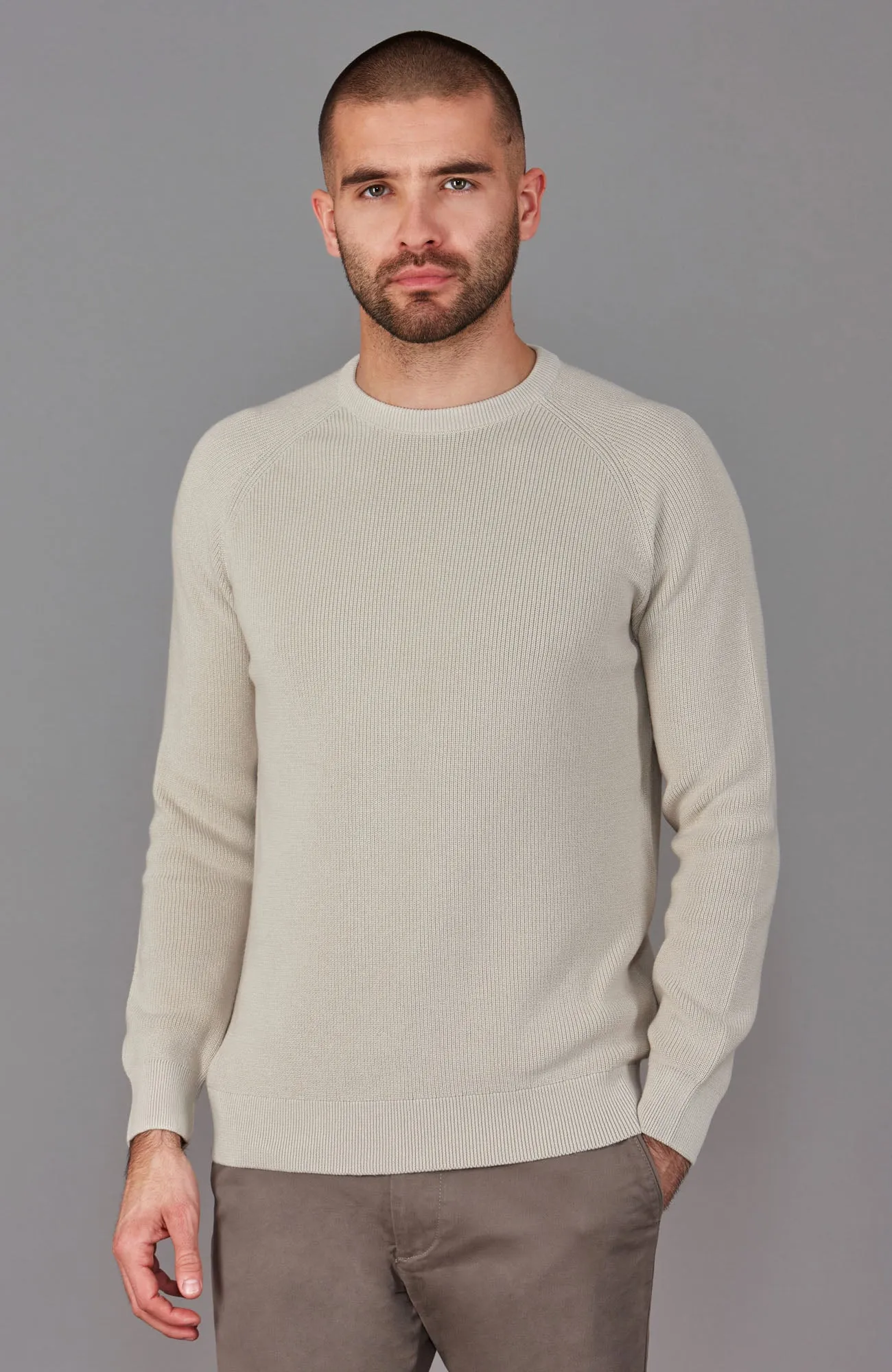 Mens Lightweight Cotton Fisherman Rib Jumper