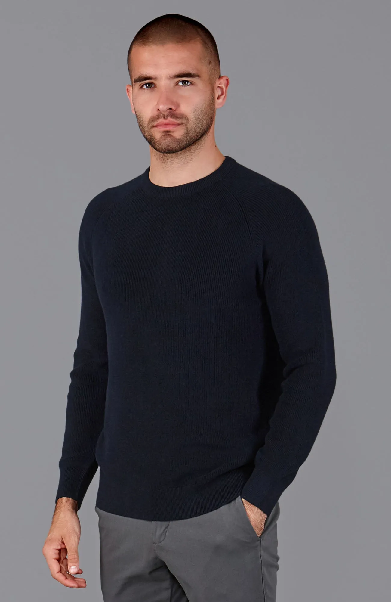 Mens Lightweight Cotton Fisherman Rib Jumper