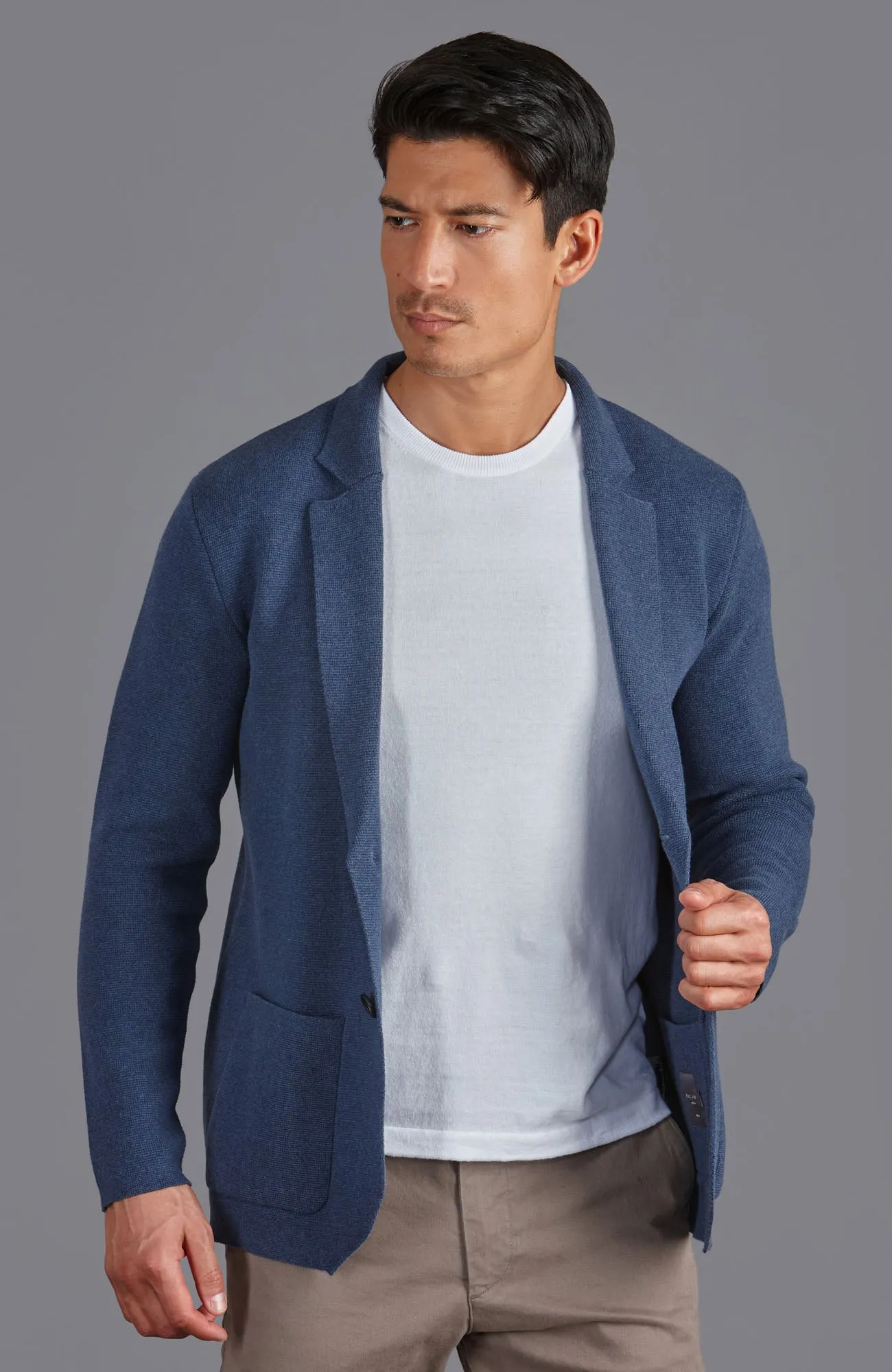 Mens Midweight Cotton Deconstructed Knitted Blazer