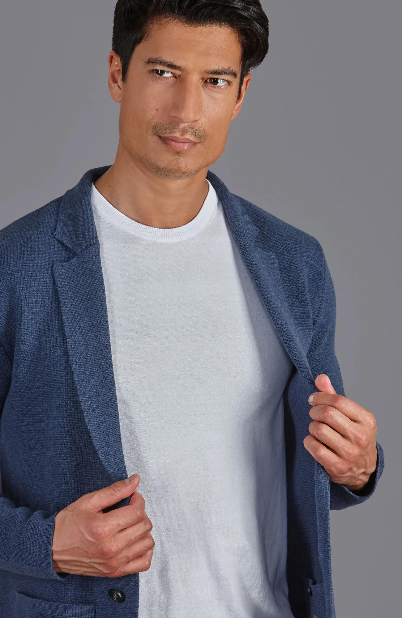 Mens Midweight Cotton Deconstructed Knitted Blazer