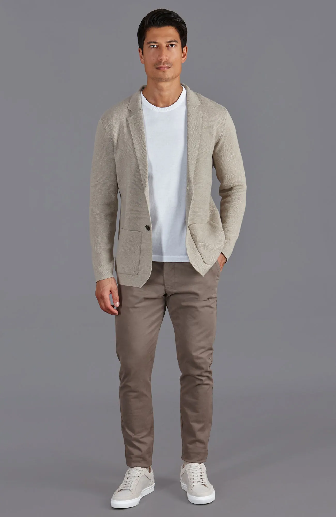 Mens Midweight Cotton Deconstructed Knitted Blazer