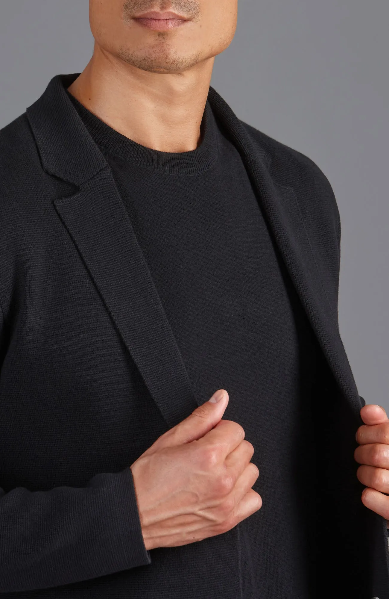 Mens Midweight Cotton Deconstructed Knitted Blazer