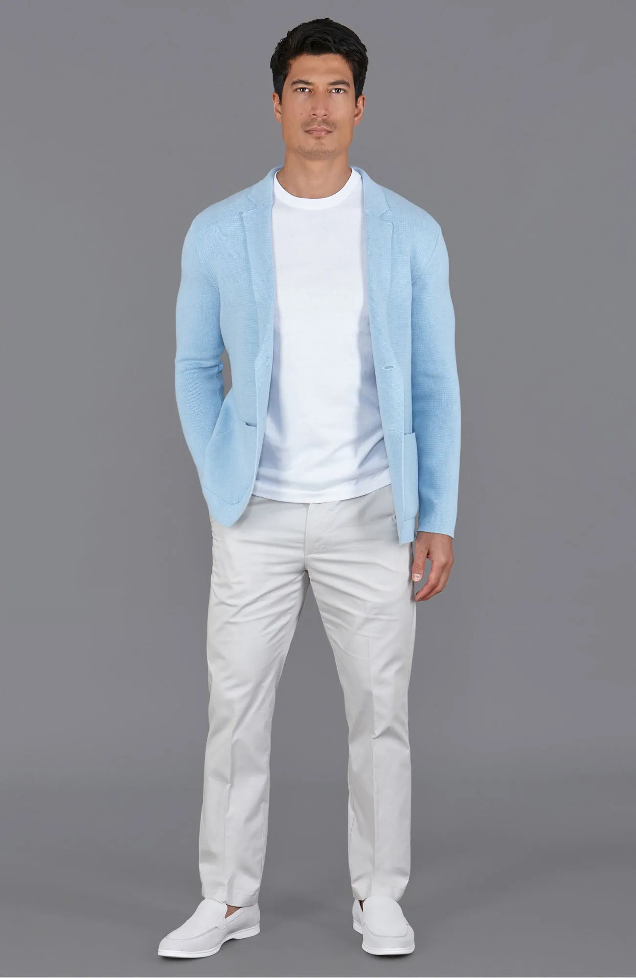 Mens Midweight Cotton Deconstructed Knitted Blazer