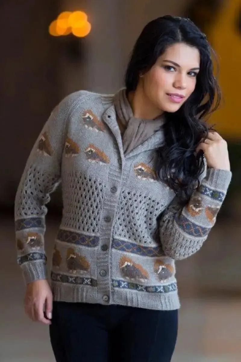 Muskox Woman Cardigan Qiviuk, Merino & Silk