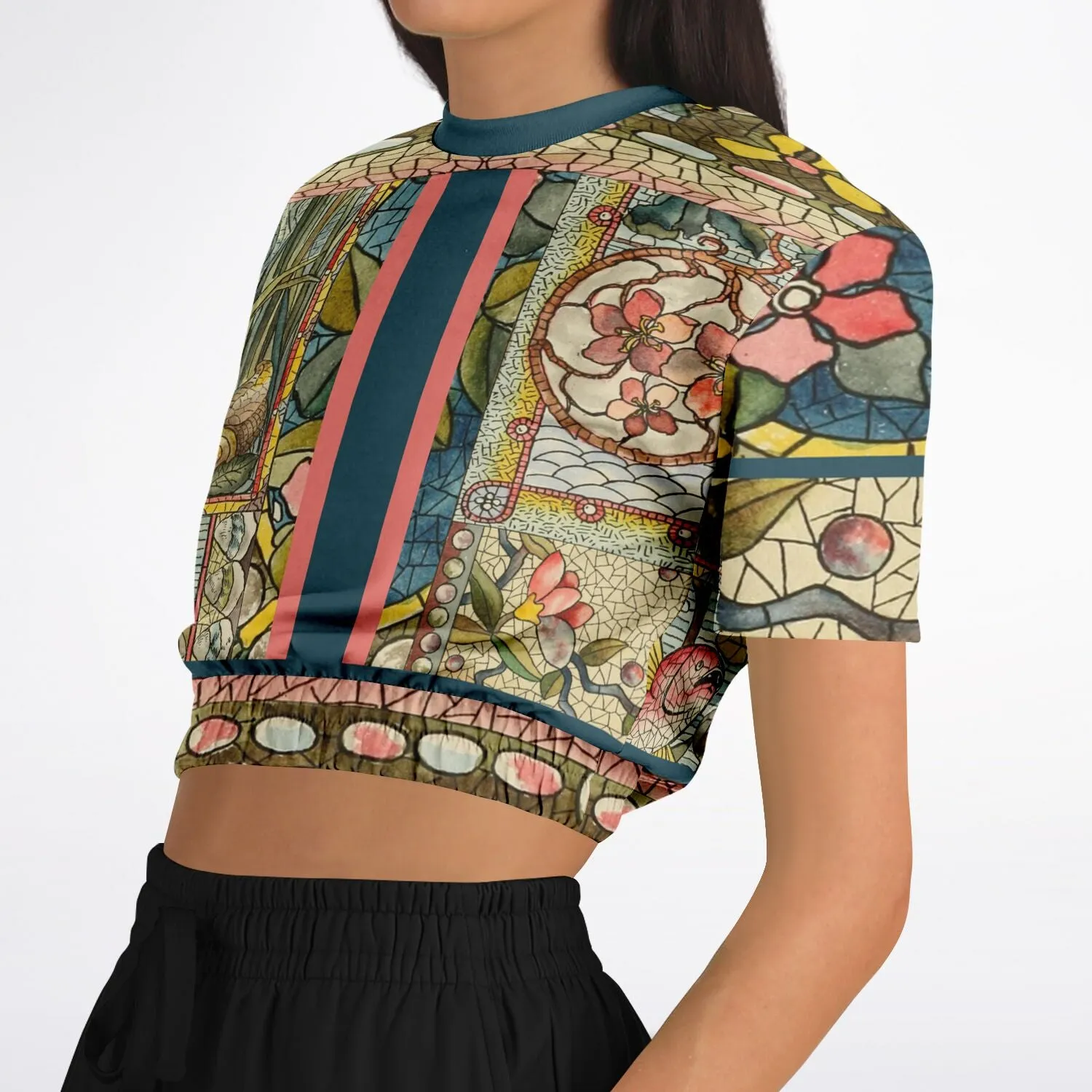 My Mosaic Life Short Sleeve Cropped Eco-Poly Sweater