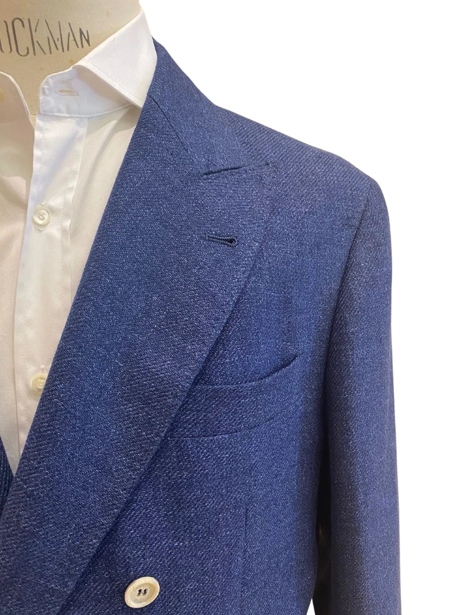 Navy Linen Double Breasted Blazer