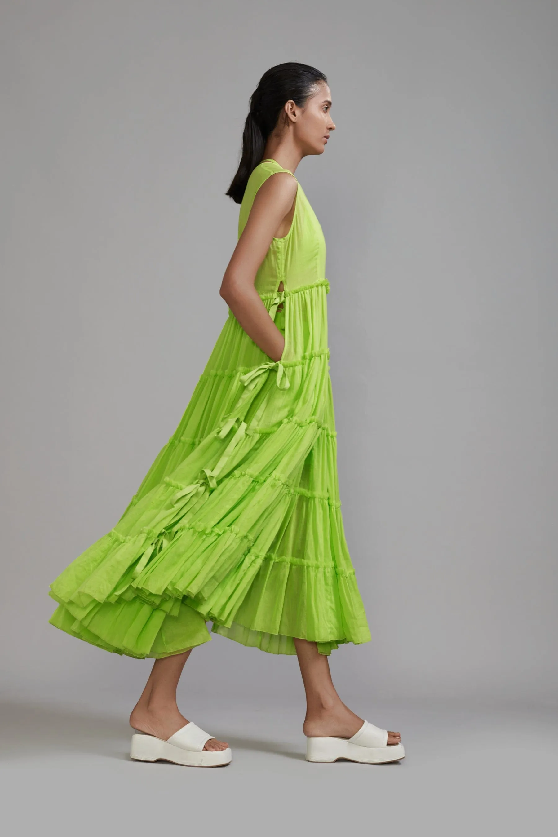 Neon Green Tiered Tie Tunic