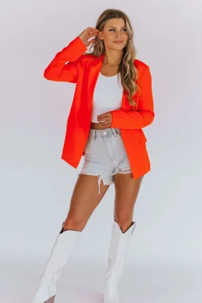 Nothing New Neon Orange Knit Blazer