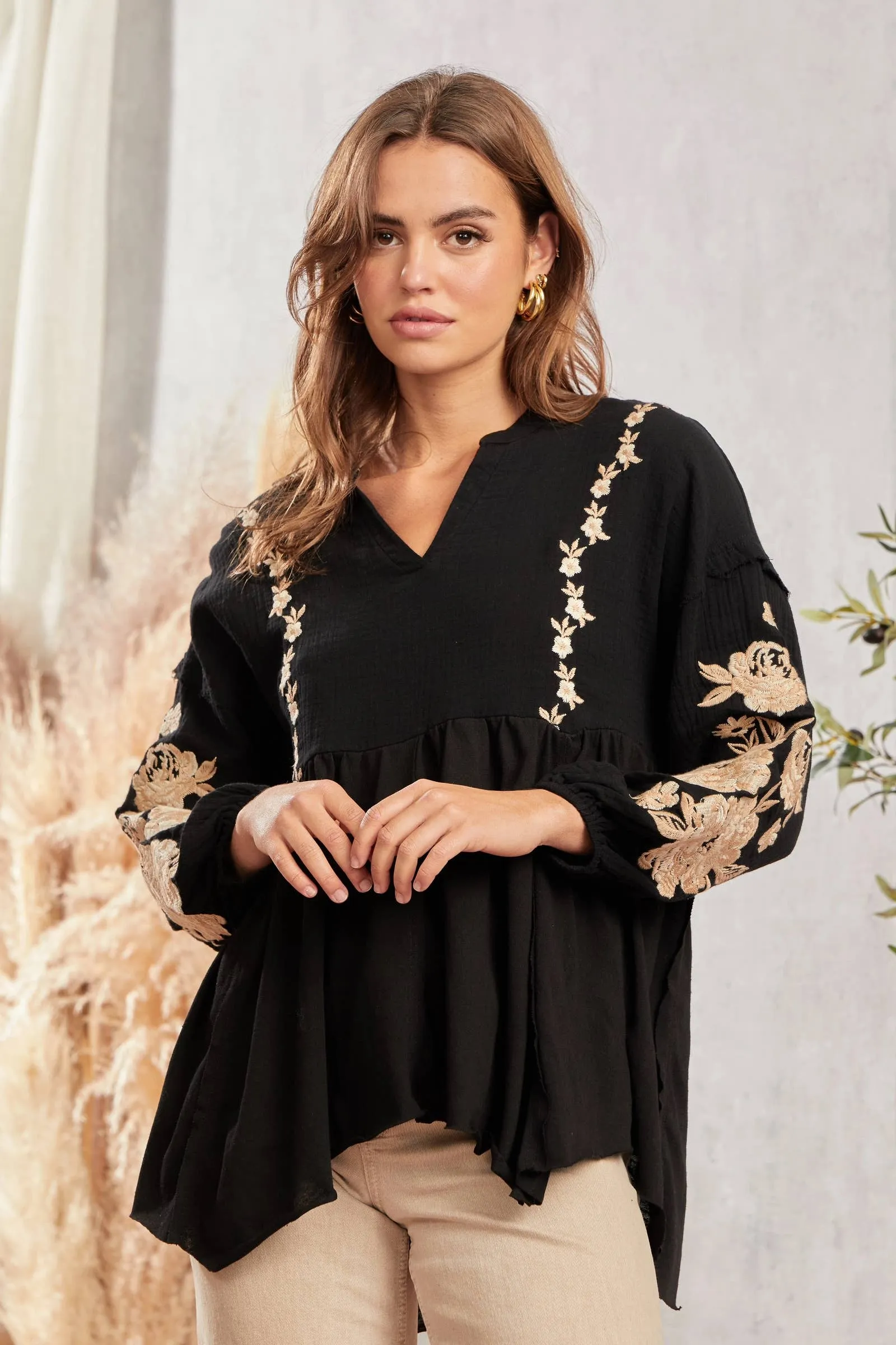 Nova  Embroidery Tunic Top