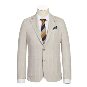 Pellagio Beige Plaid Men's Half Canvas Blazer PS23-7