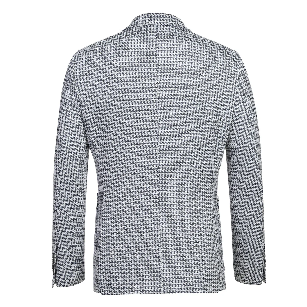 Pellagio Blue Houndstooth Men's Half Canvas Blazer PS23-5