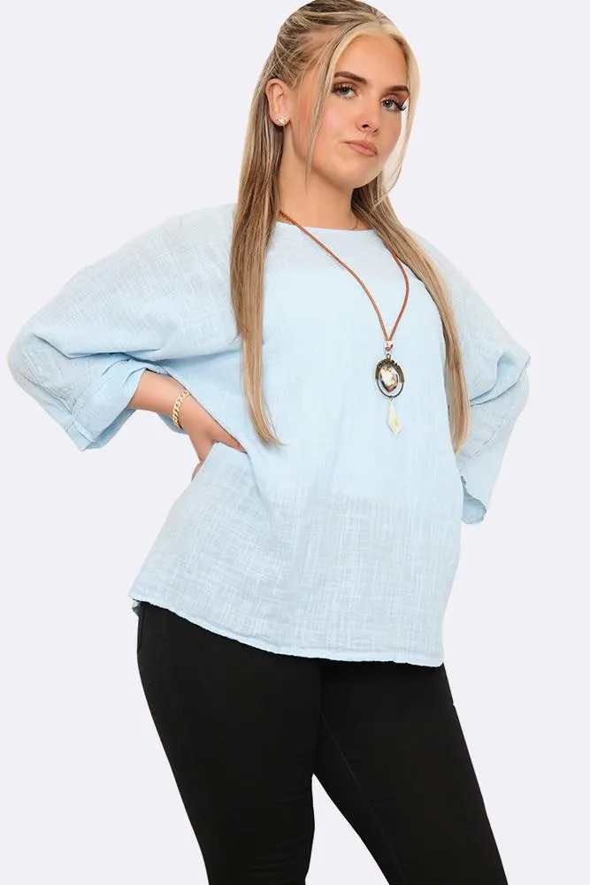 Plain Necklace Tunic Top