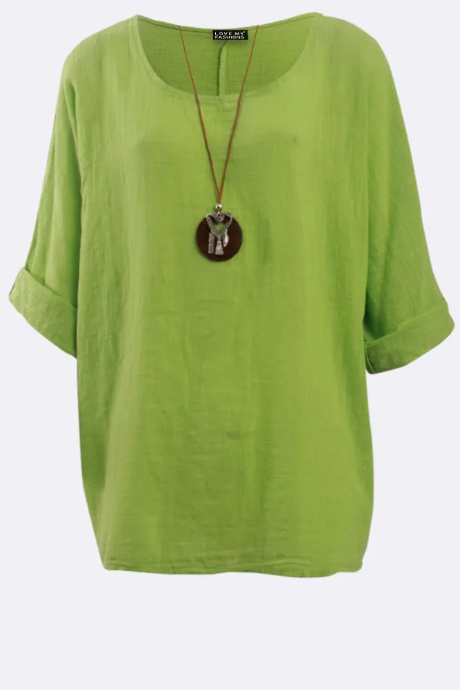 Plain Necklace Tunic Top