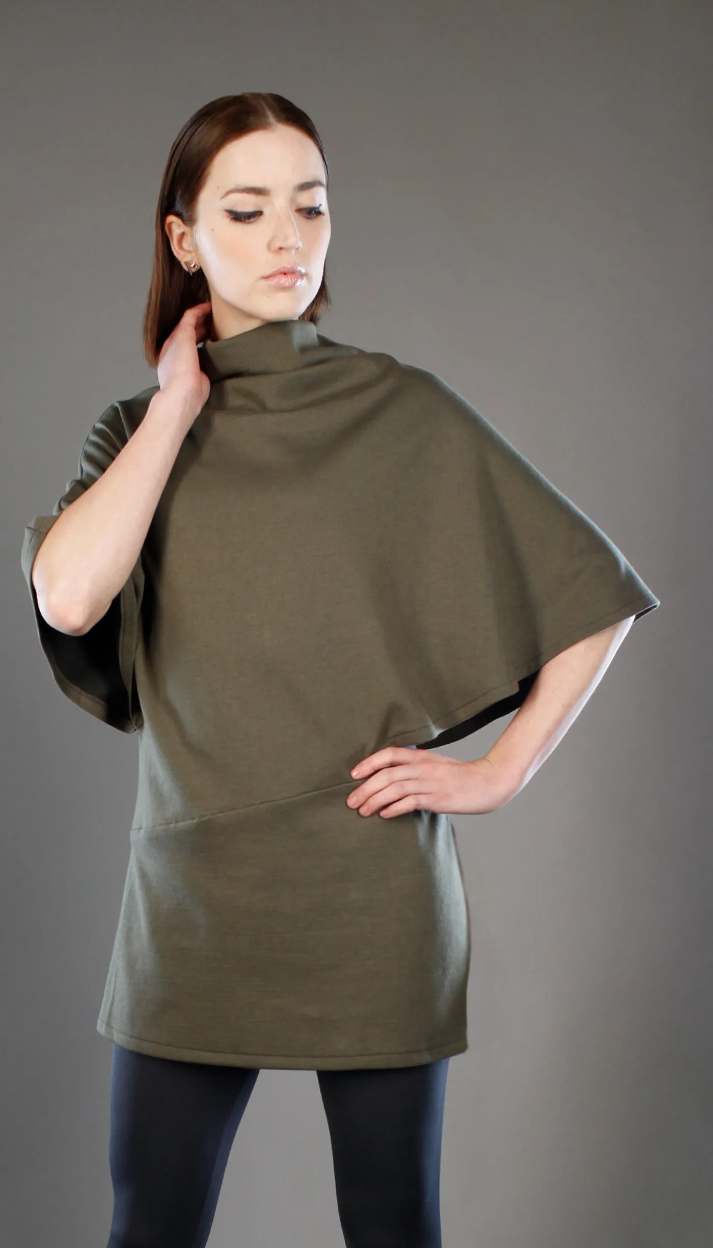 Poncho Tunic Top in Olive