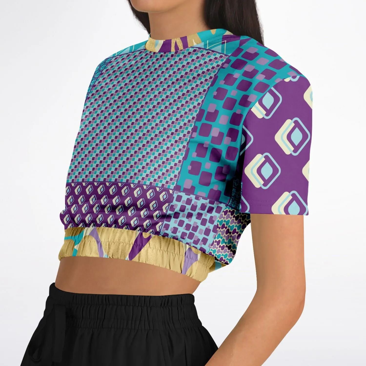 Purple Jetson Short Sleeve Cropped Eco-Poly Sweater