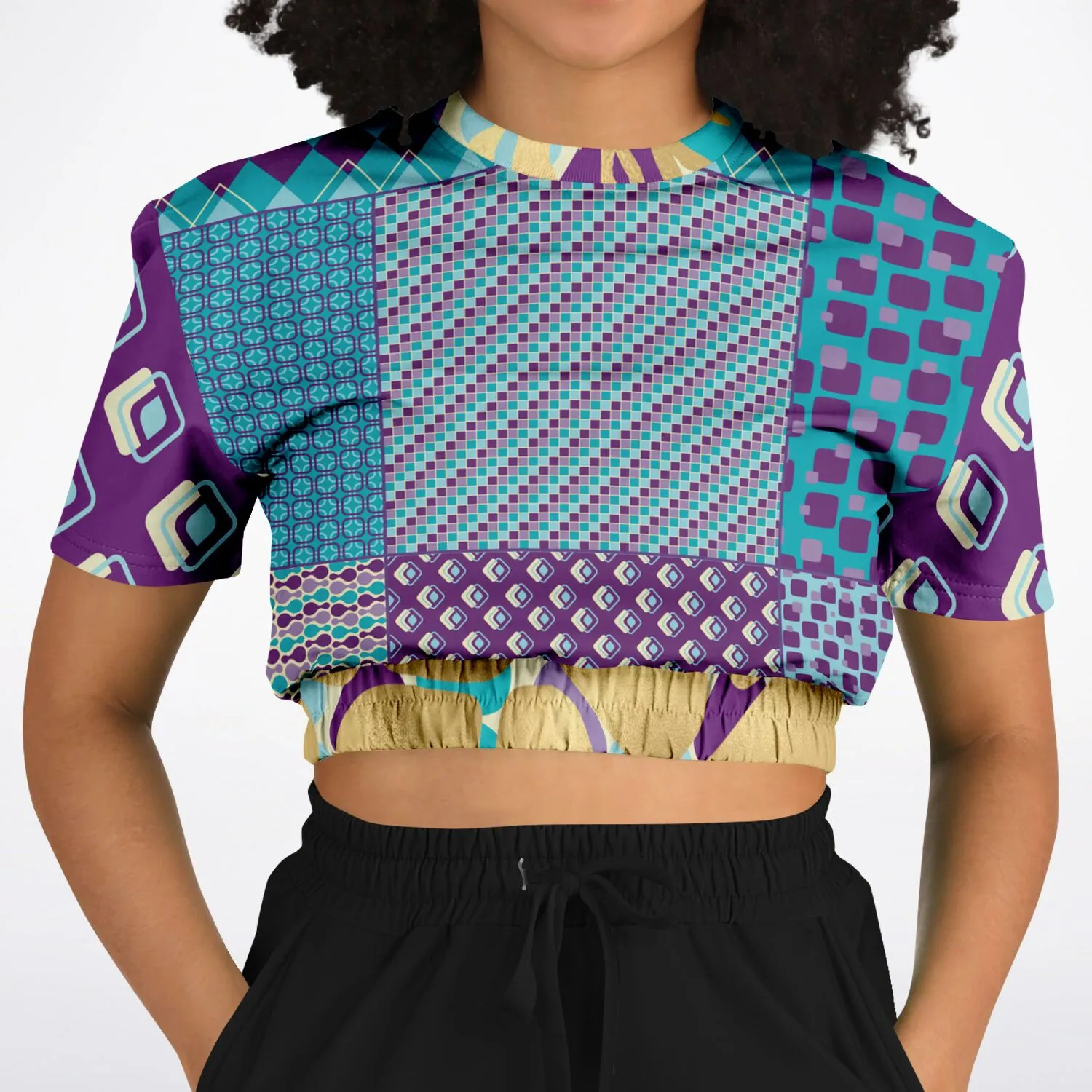 Purple Jetson Short Sleeve Cropped Eco-Poly Sweater