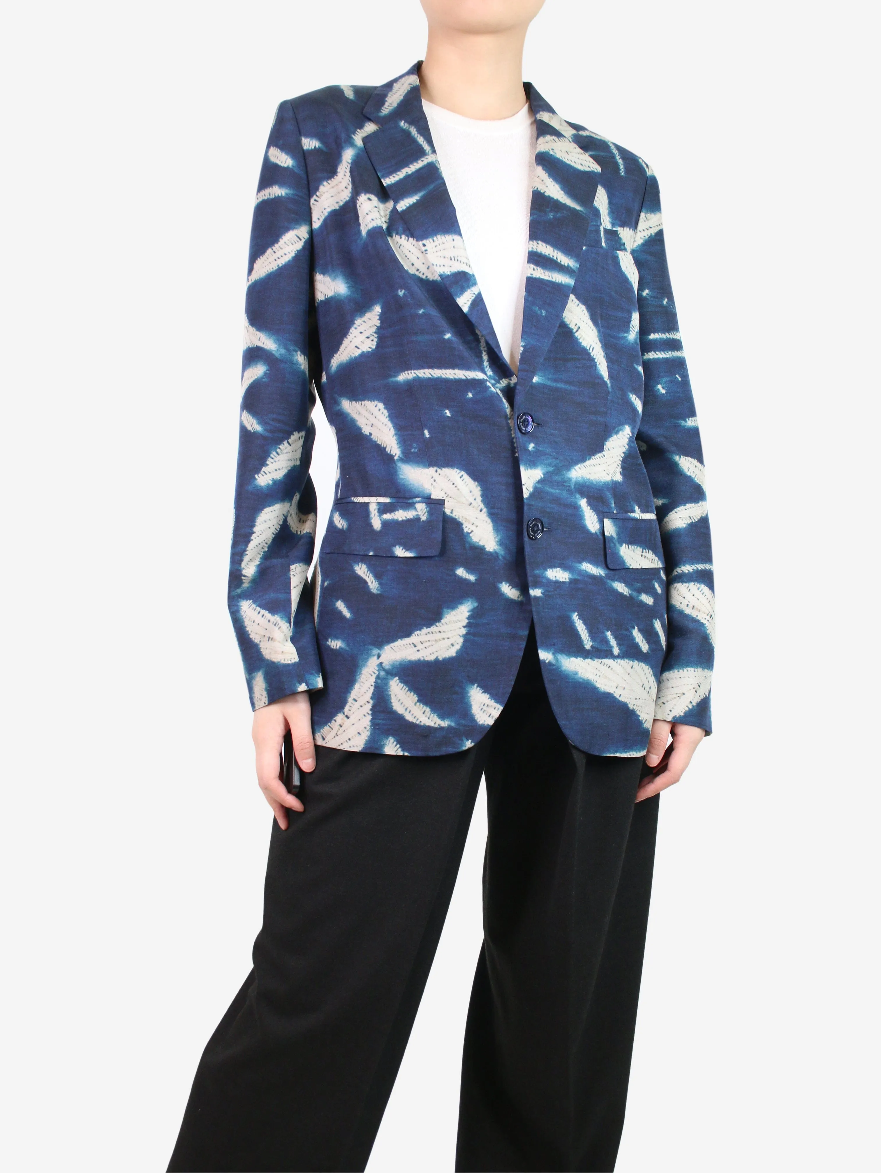 Ralph Lauren Blue tie dye printed blazer - size UK 10