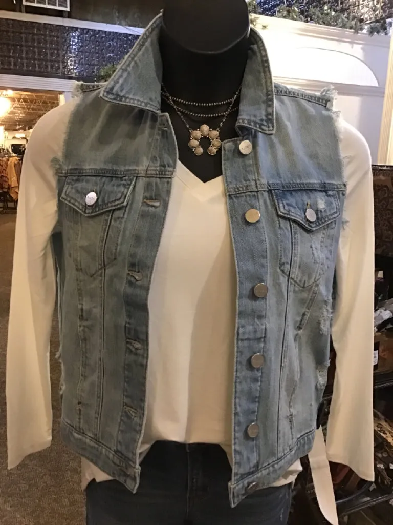 Raw Edge Denim Vest - Small to 3X