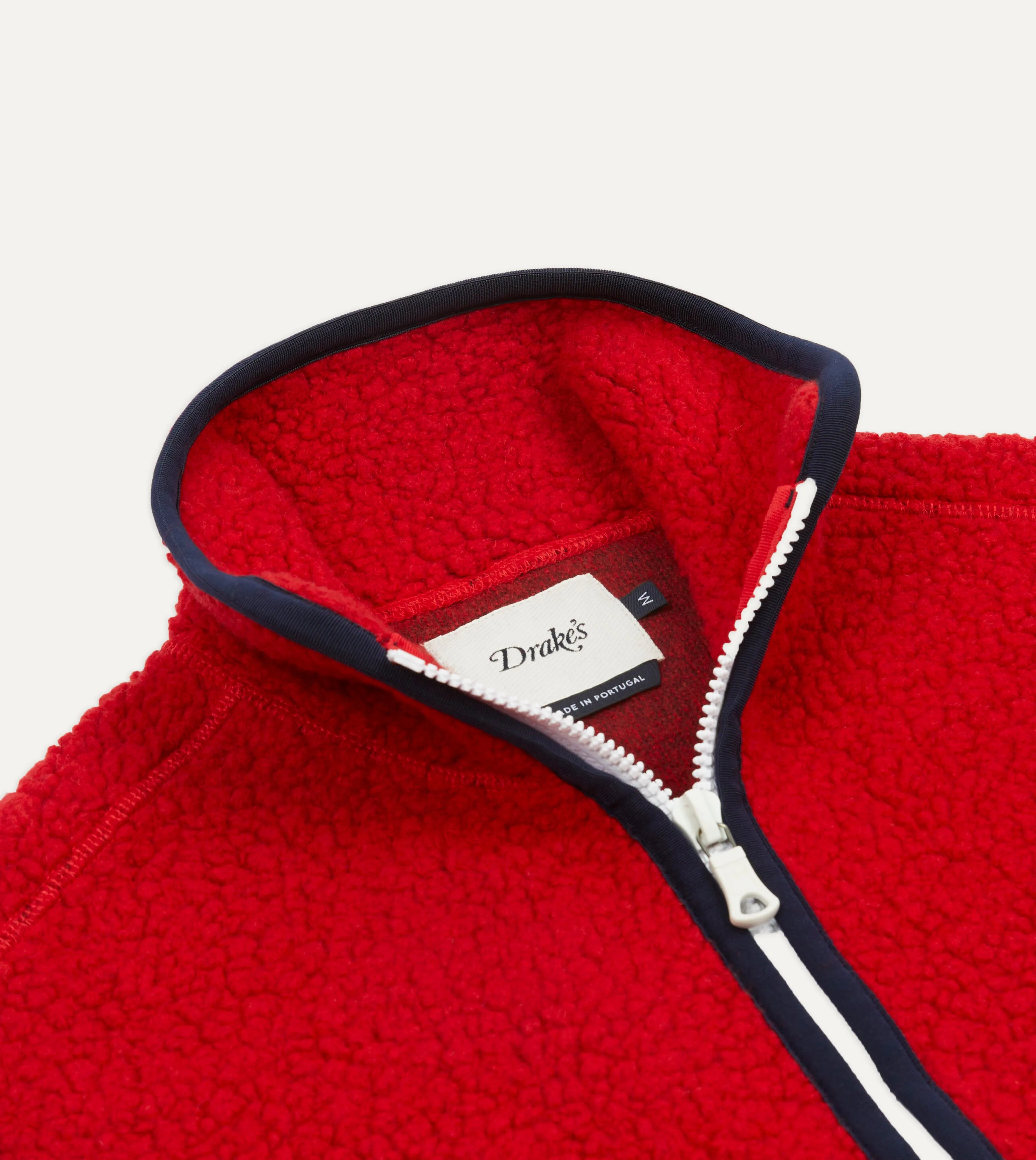 Red Boucle Wool Zip Fleece Vest