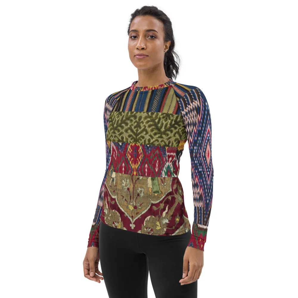 Red Melange Fashion Rashguard Top